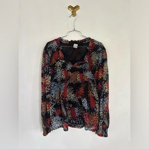 Akemi + Kin Anthropologie brand women’s long sleeve floral blouse Size XS